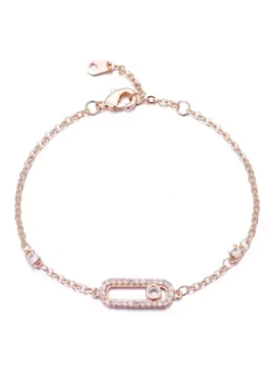 14k Rose Gold Plated Dancing Stone CZ Bracelet