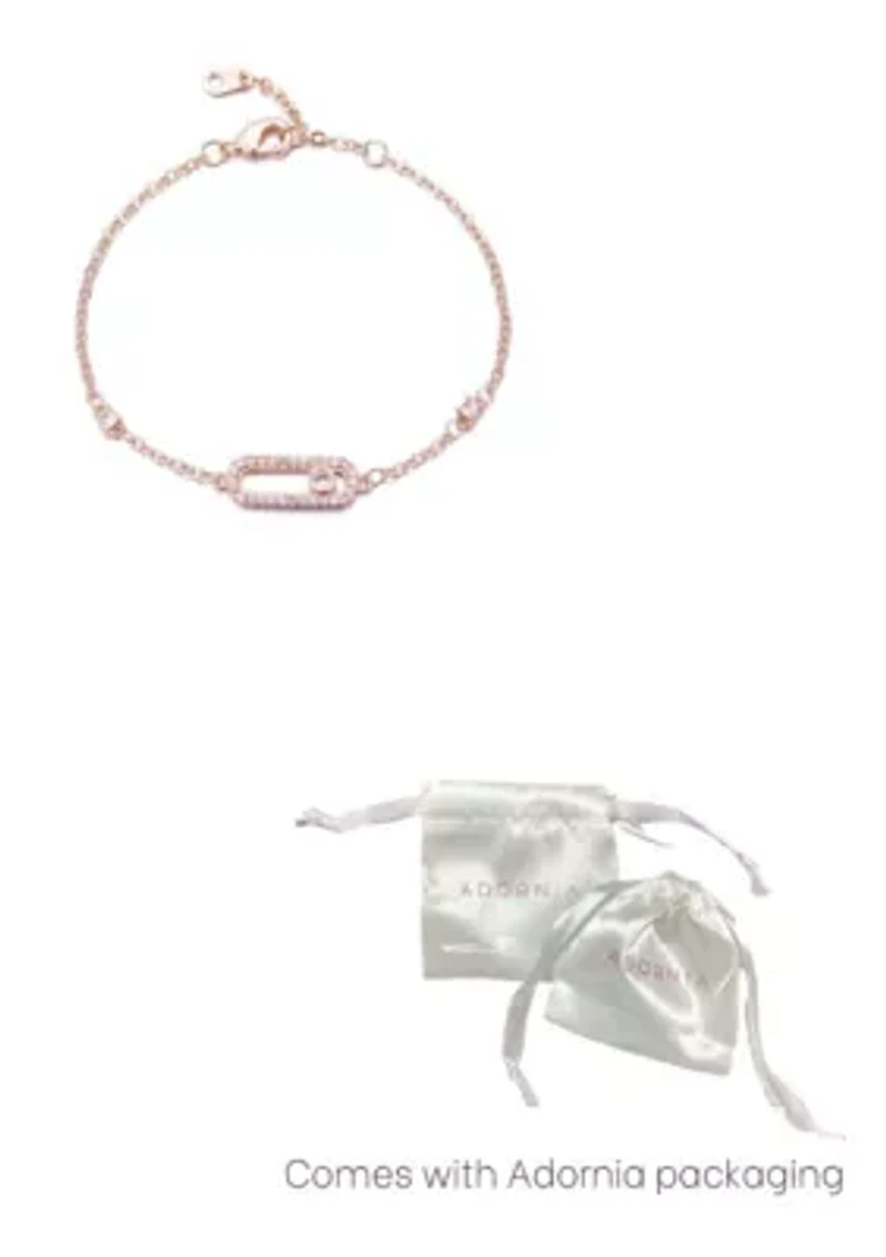 14k Rose Gold Plated Dancing Stone CZ Bracelet