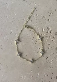 14k Yellow Gold Plated CZ Flower Station Bracelet