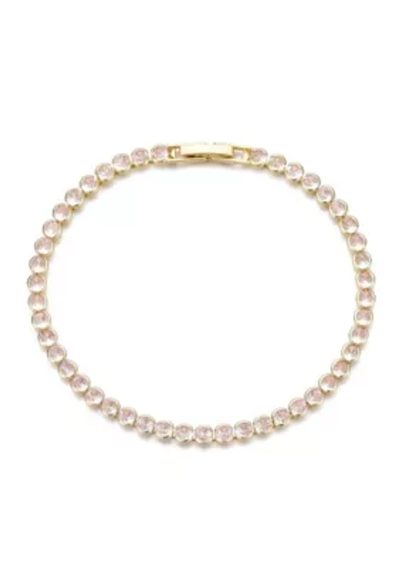 14k Yellow Gold Plated Crystal Bezeled Tennis Bracelet