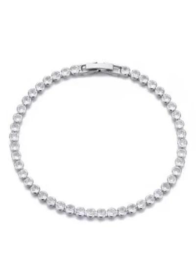 Silver Plated Crystal Bezeled Tennis Bracelet