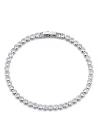 Silver Plated Crystal Bezeled Tennis Bracelet