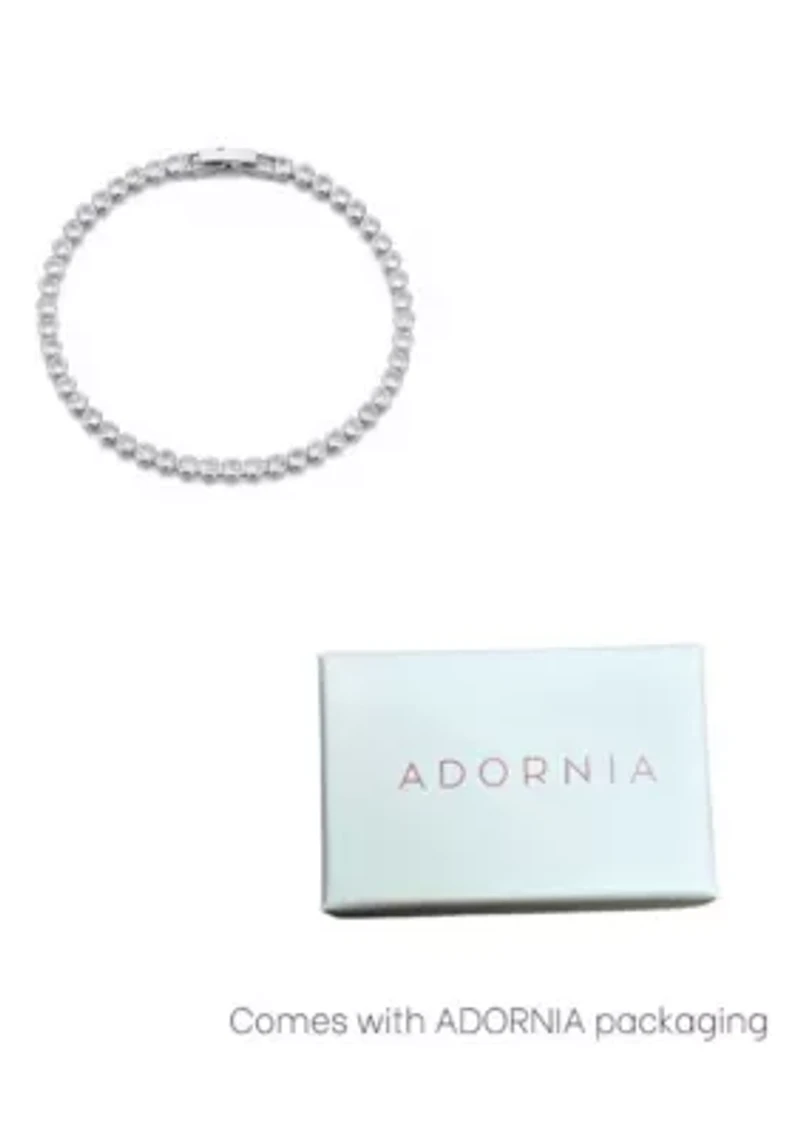 Silver Plated Crystal Bezeled Tennis Bracelet