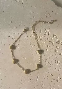 Tarnish Resistant 18k Gold Plated Heart Station Bracelet