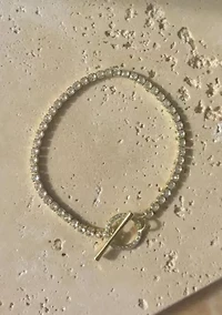 14k Gold Plated Crystal Toggle Tennis Bracelet