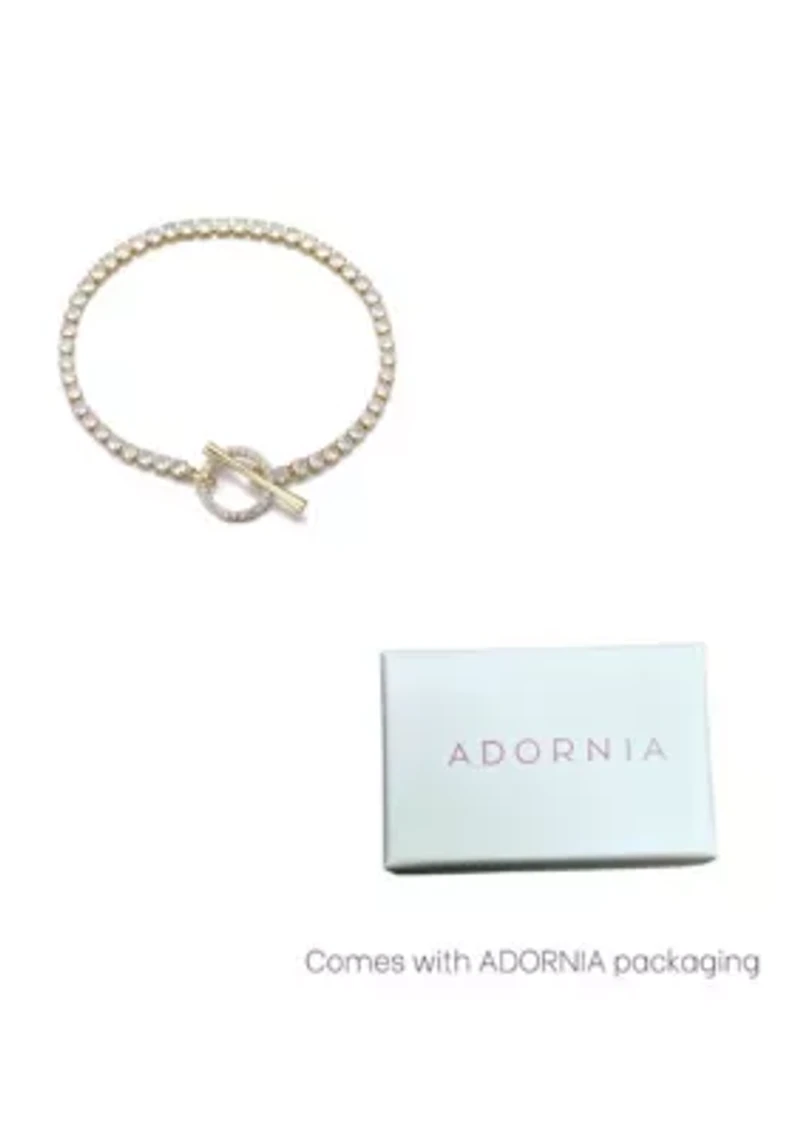 14k Gold Plated Crystal Toggle Tennis Bracelet