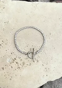 Silver Plated Crystal Toggle Tennis Bracelet