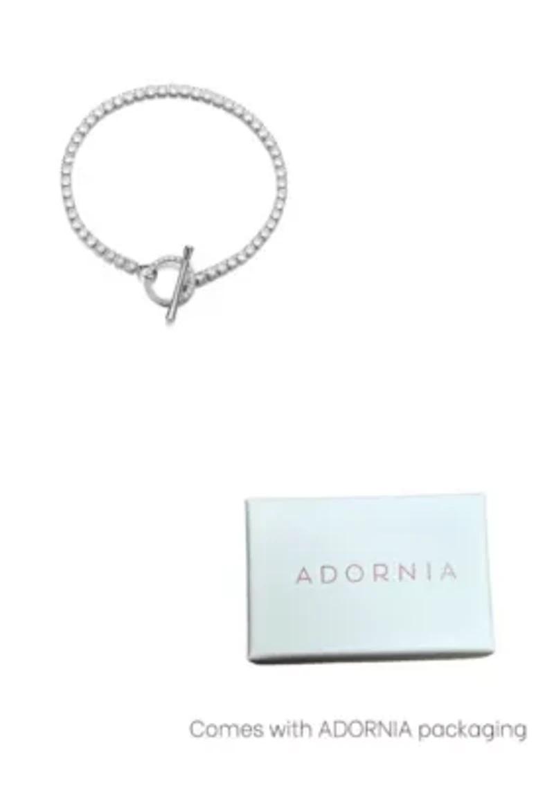 Silver Plated Crystal Toggle Tennis Bracelet