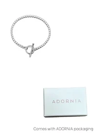 Silver Plated Crystal Toggle Tennis Bracelet