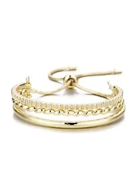 Gold Plated 3-Line Cuff Adjustable Bolo Bracelet