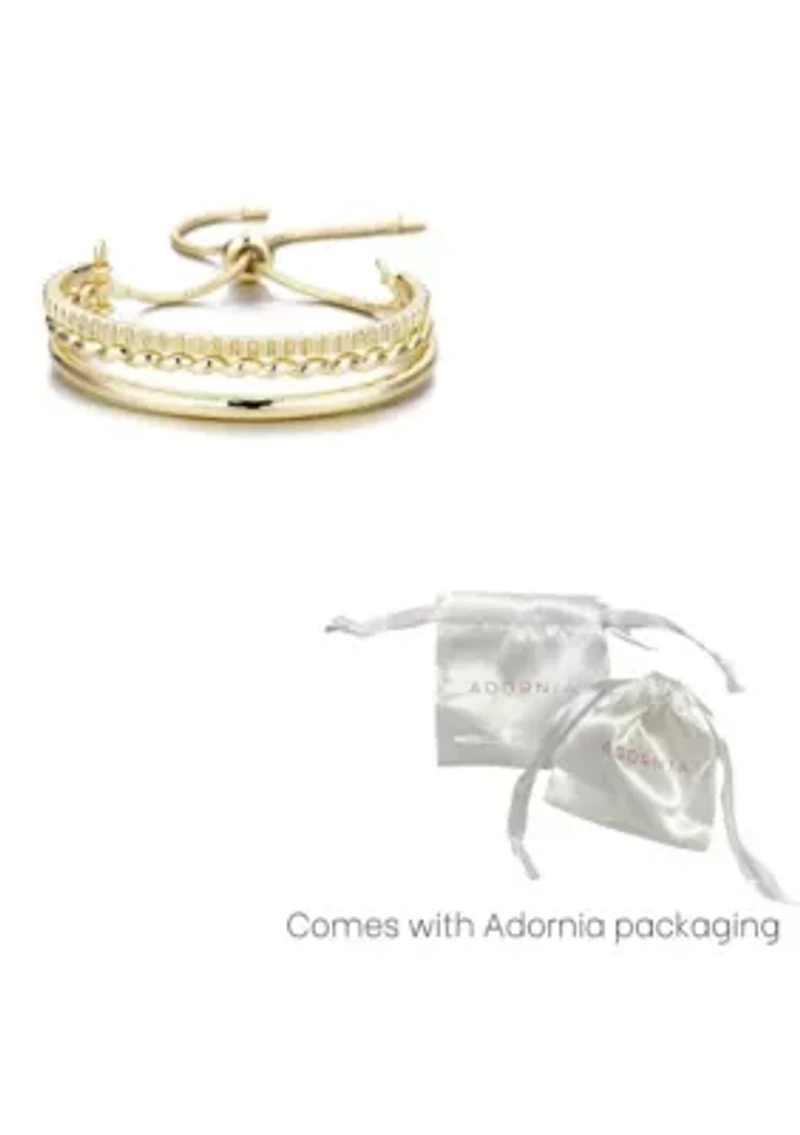 Gold Plated 3-Line Cuff Adjustable Bolo Bracelet