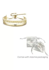 Gold Plated 3-Line Cuff Adjustable Bolo Bracelet