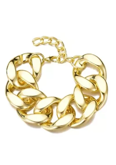 Gold Plated Lightweight Chunky Curb Chain Bracelet