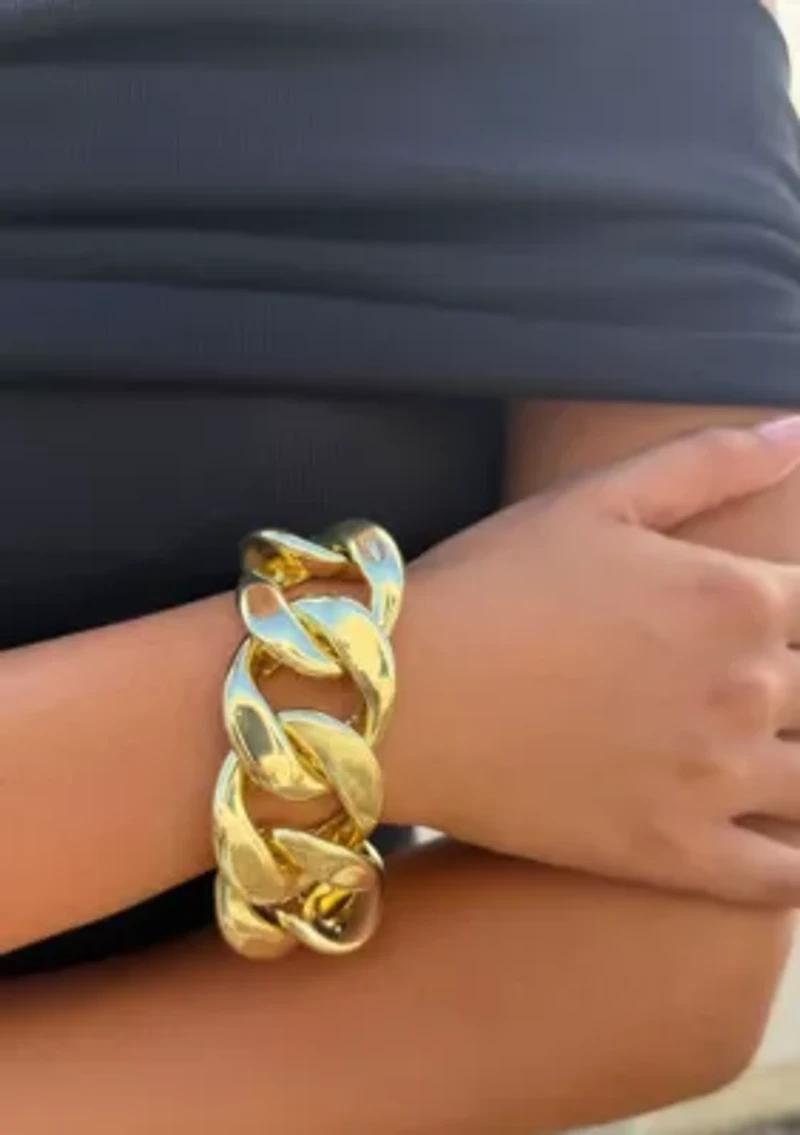 Gold Plated Lightweight Chunky Curb Chain Bracelet