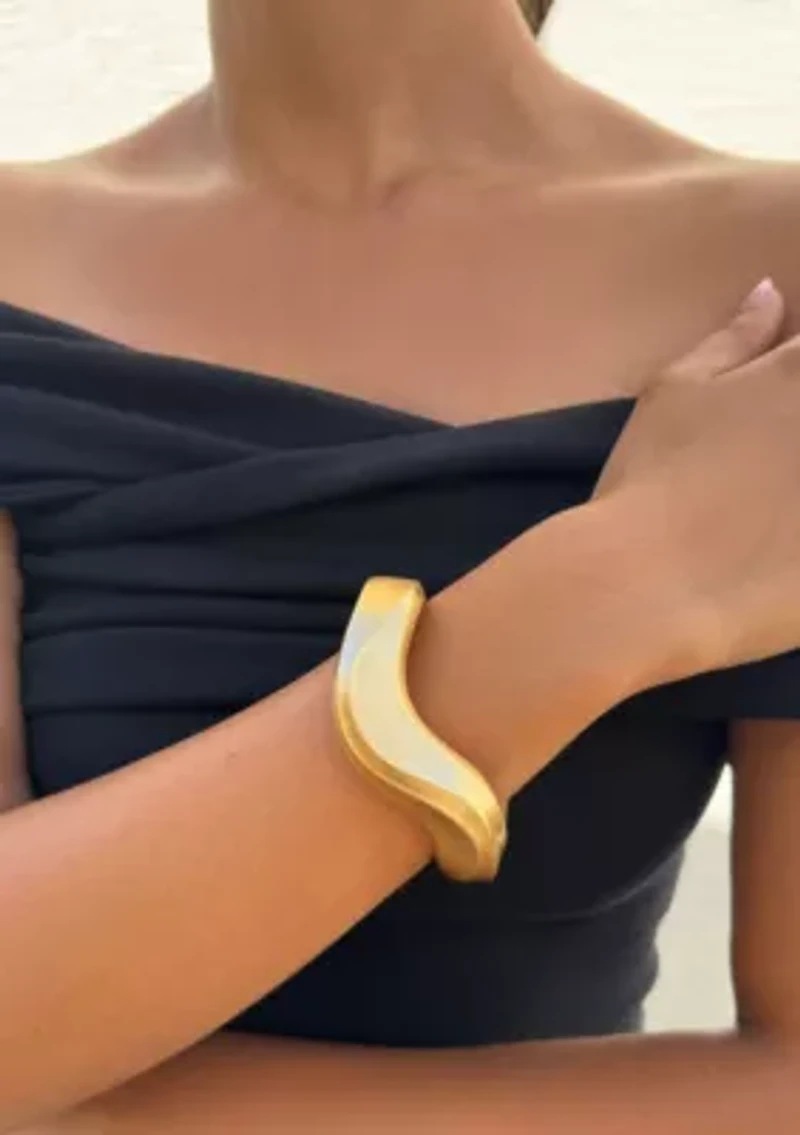 Gold Plated Wavy Chunky Bangle