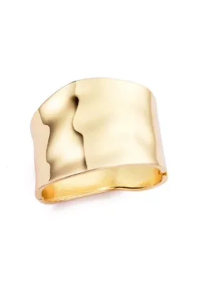 Gold Plated Tall Hammered Bangle