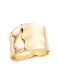 Gold Plated Tall Hammered Bangle