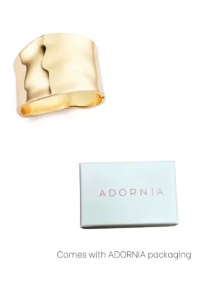 Gold Plated Tall Hammered Bangle