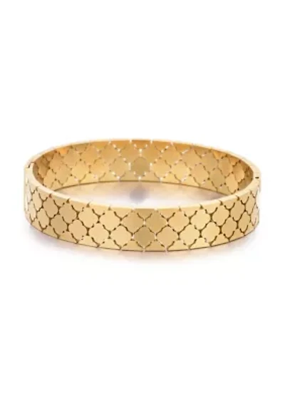 Tarnish Resistant 18k Gold Plated Clover Bangle