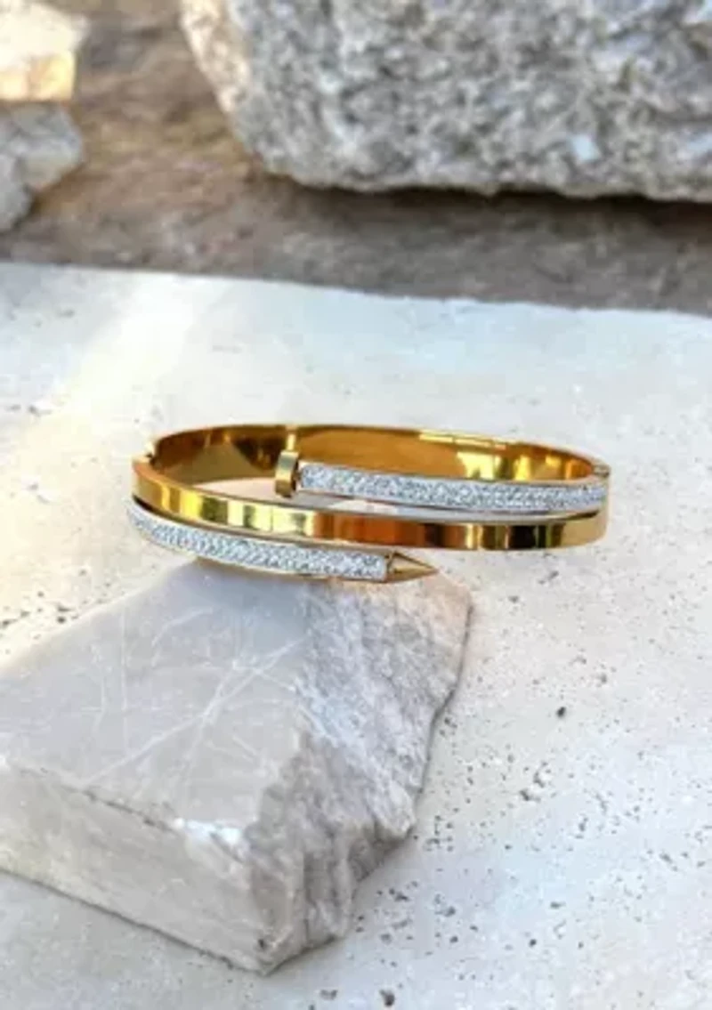 Tarnish Resistant 18k Gold Plated Chunky Nail Bangle