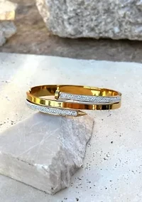 Tarnish Resistant 18k Gold Plated Chunky Nail Bangle