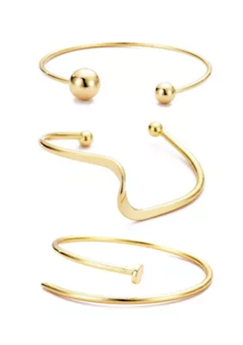 Gold Plated 3-Cuff Set