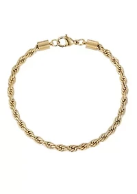 Tarnish Resistant 18k Gold Plated Rope Chain Bracelet