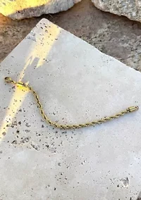 Tarnish Resistant 18k Gold Plated Rope Chain Bracelet