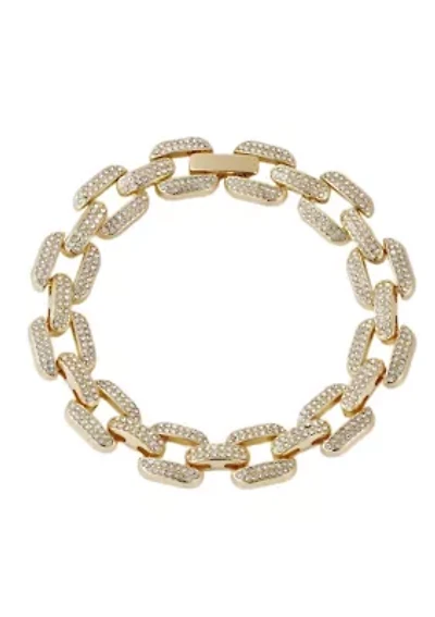 Gold Plated Crystal Encrusted Link Chain Bracelet