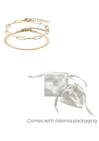 Tarnish Resistant 18k Gold Plated 2-Chain Bracelet Set