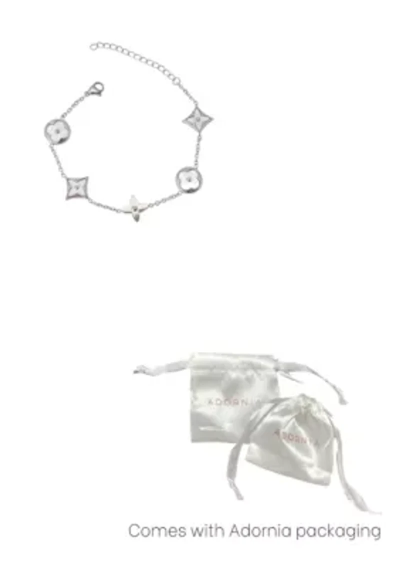 Tarnish Resistant Silver Plated Mixed Flower Pearlescent Bracelet