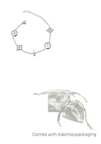 Tarnish Resistant Silver Plated Mixed Flower Pearlescent Bracelet