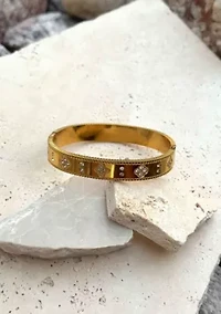 Tarnish Resistant 18k Gold Plated Clover Bangle