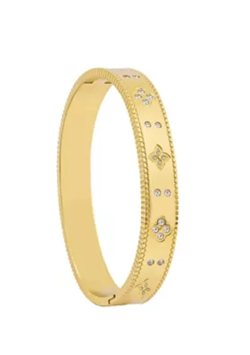 Tarnish Resistant 18k Gold Plated Clover Bangle