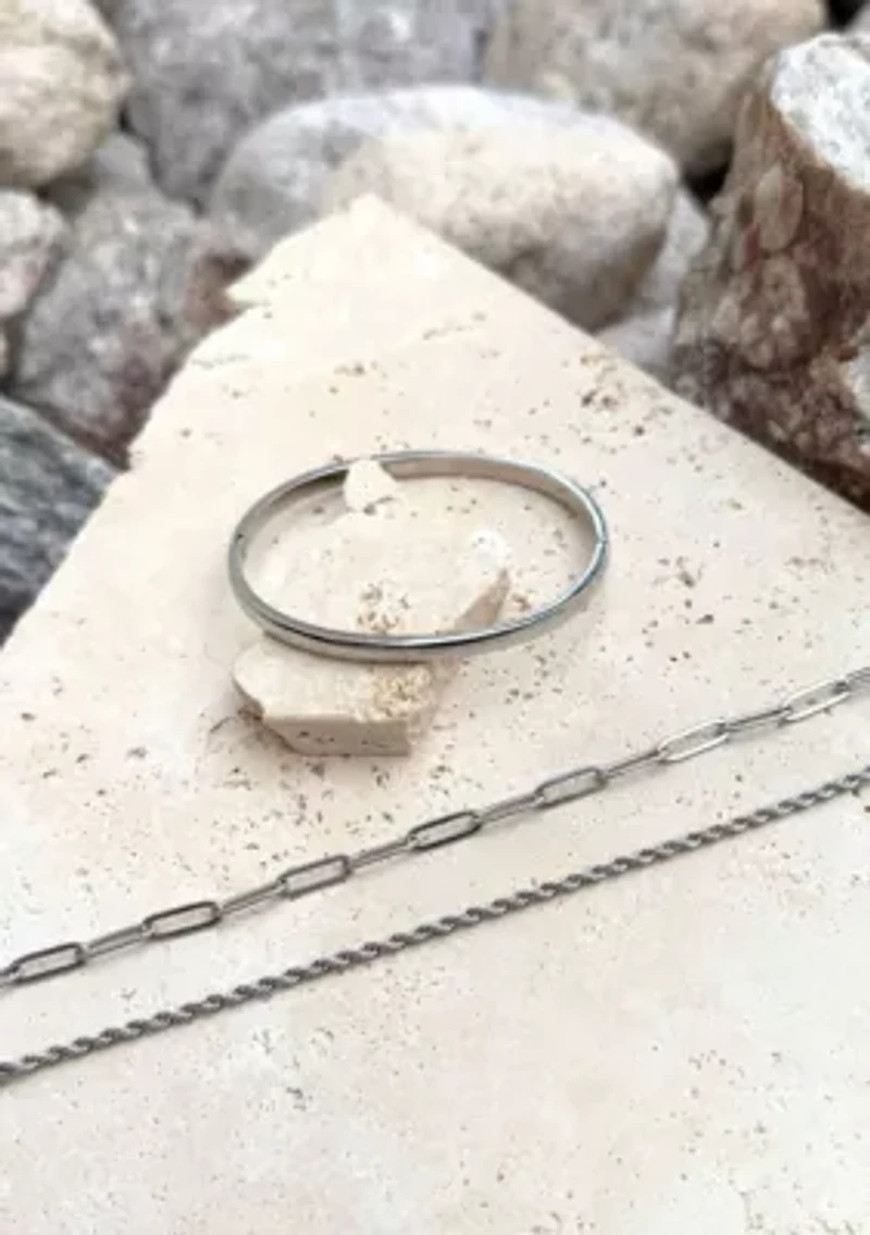 Tarnish Resistant Silver Plated Cuff and Chain Bracelet Set