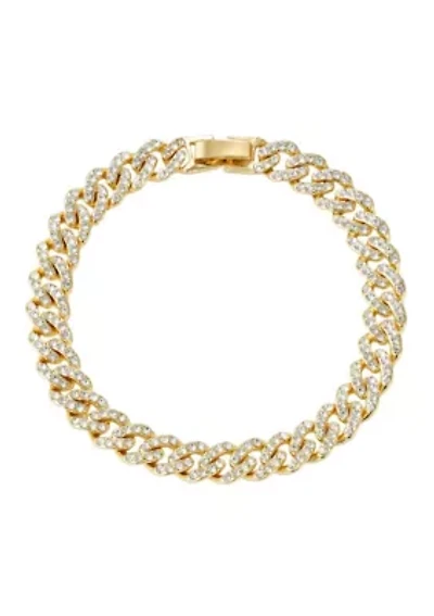 Gold Plated 8mm Crystal Curb Chain Bracelet
