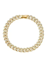 Gold Plated 8mm Crystal Curb Chain Bracelet