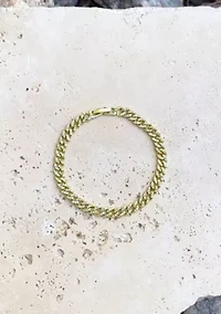 Gold Plated 8mm Crystal Curb Chain Bracelet