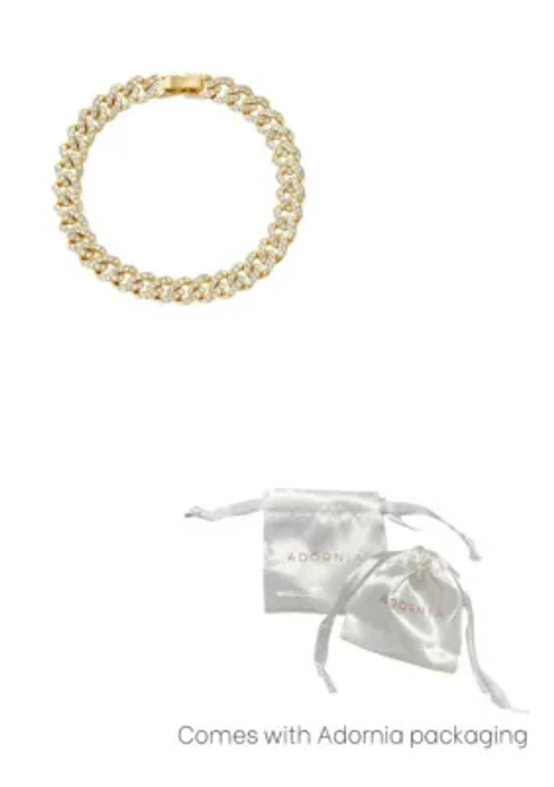Gold Plated 8mm Crystal Curb Chain Bracelet