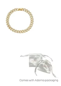 Gold Plated 8mm Crystal Curb Chain Bracelet