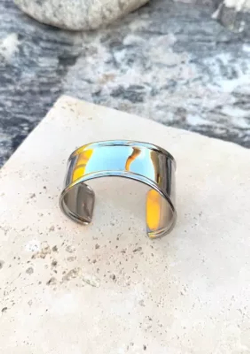 Tarnish Resistant Silver Plated Tall Curve Cuff