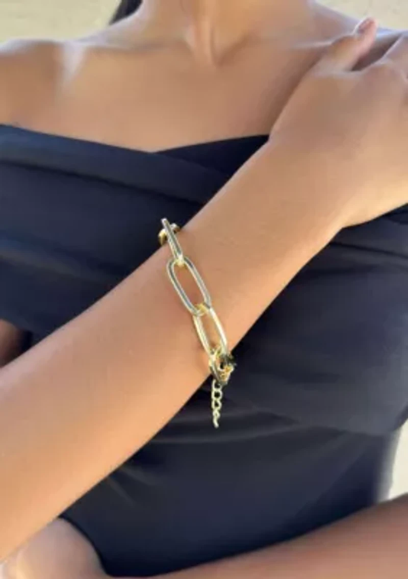 Gold Plated Chunky Paperclip Chain Bracelet