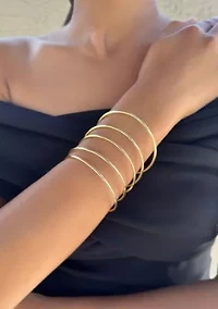 14k Gold Plated 5-Piece Tube Bangle Set