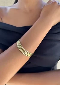 14k Gold Plated 5-Piece Tube Bangle Set