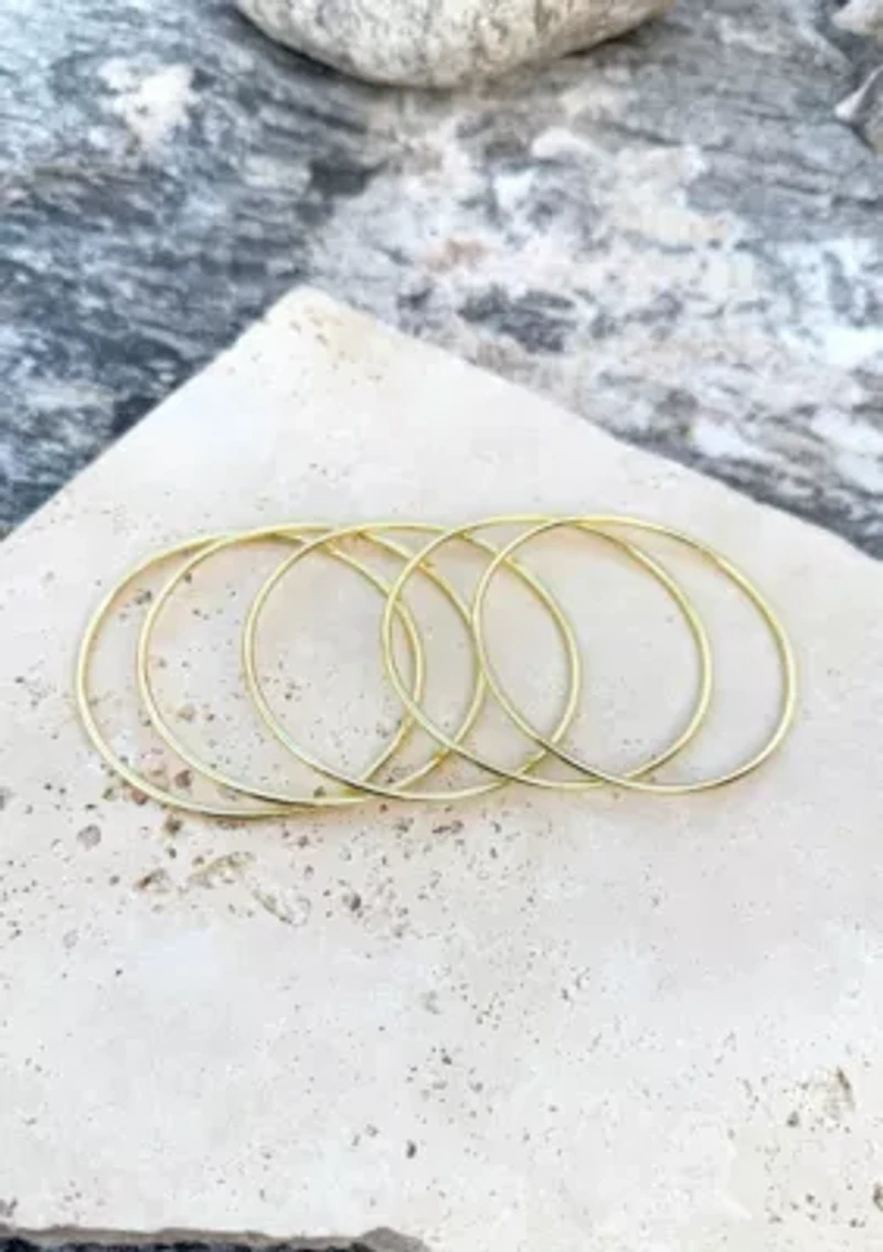 14k Gold Plated 5-Piece Tube Bangle Set