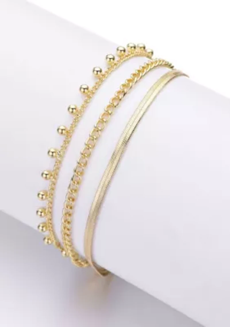 14k Gold Plated 3-Chain Set