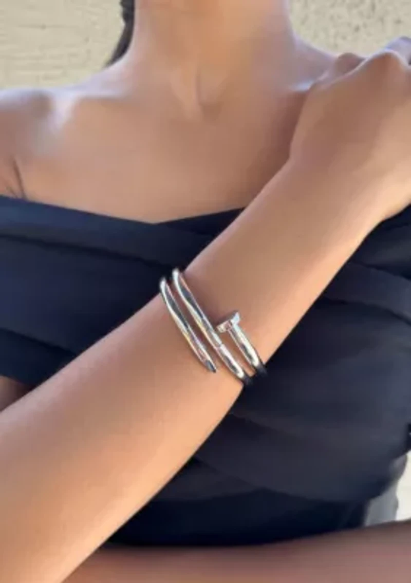 Silver Plated Hinge Nail Cuff