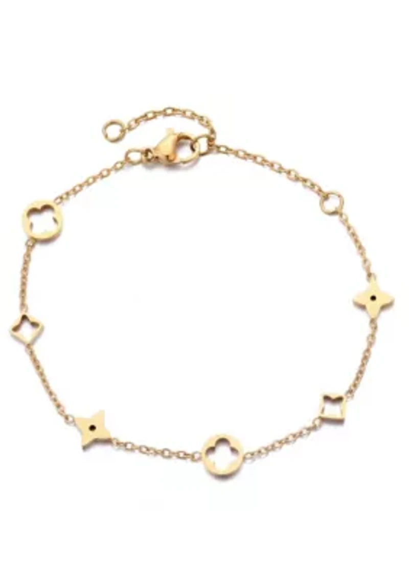 Tarnish Resistant 18k Gold Plated Mixed Clover Bracelet