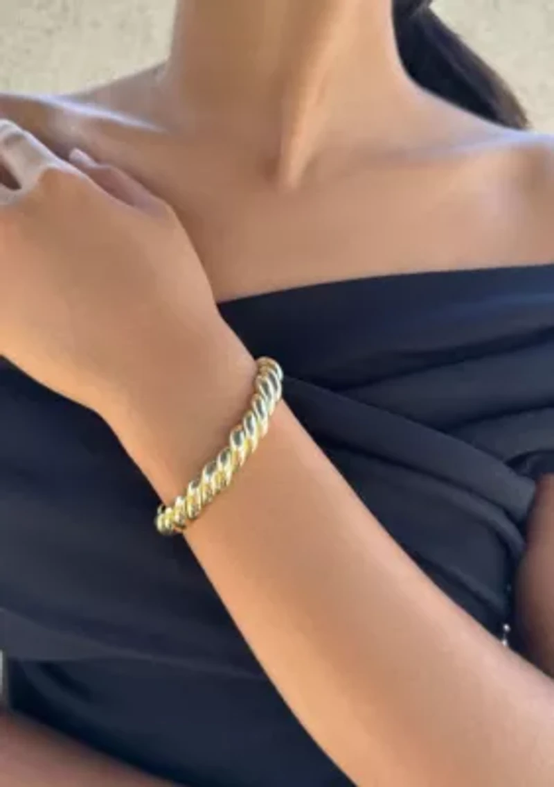 14k Gold Plated Macaroni Stretch Bracelet