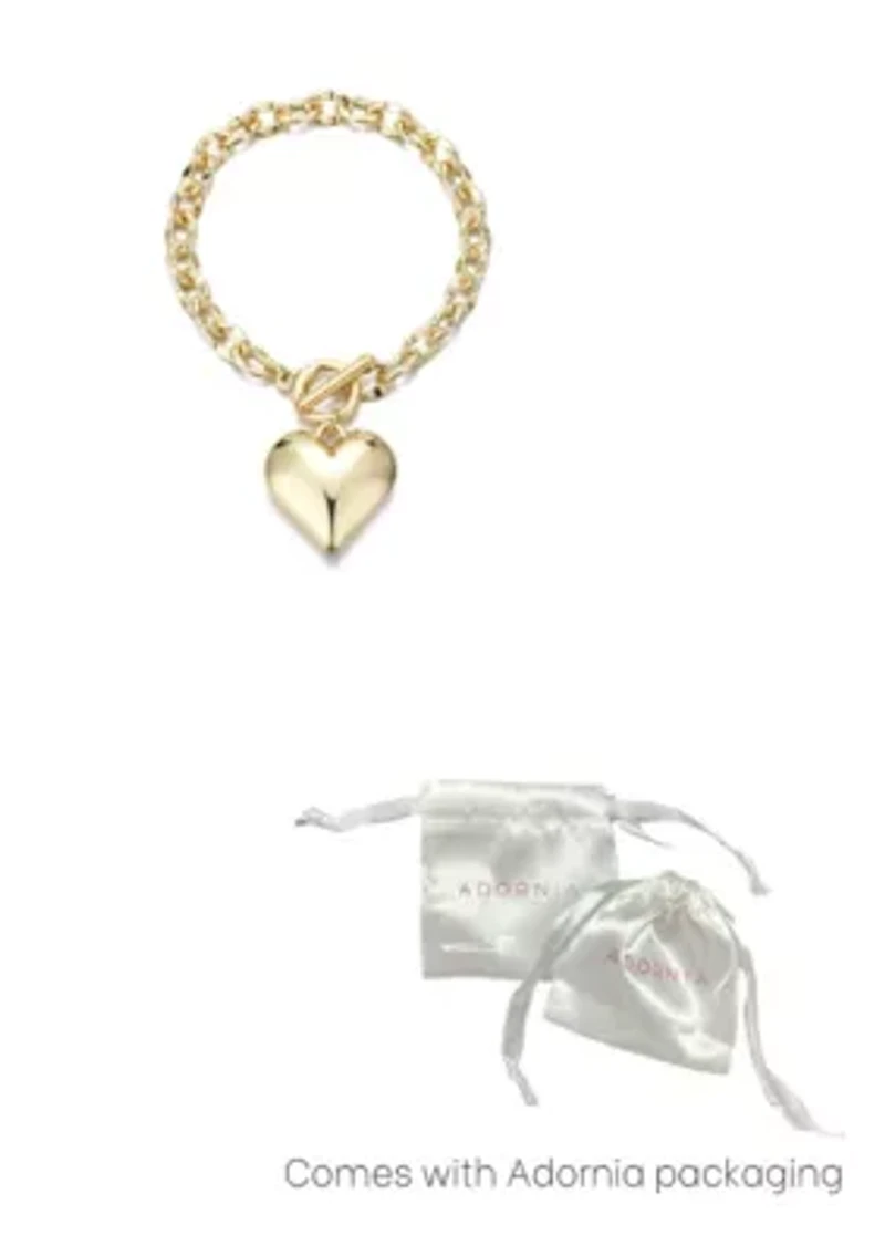 Gold Plated Puffy Heart Link Bracelet